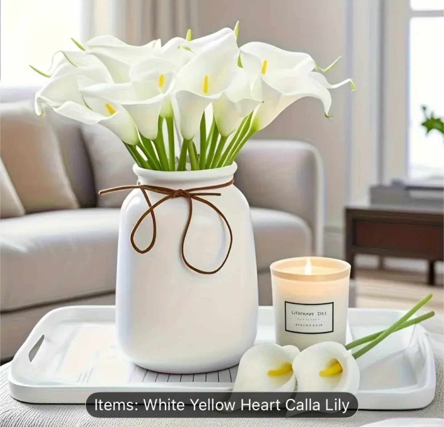 14pc White Calla Lily Artificial Flower Bouquet - photo 2