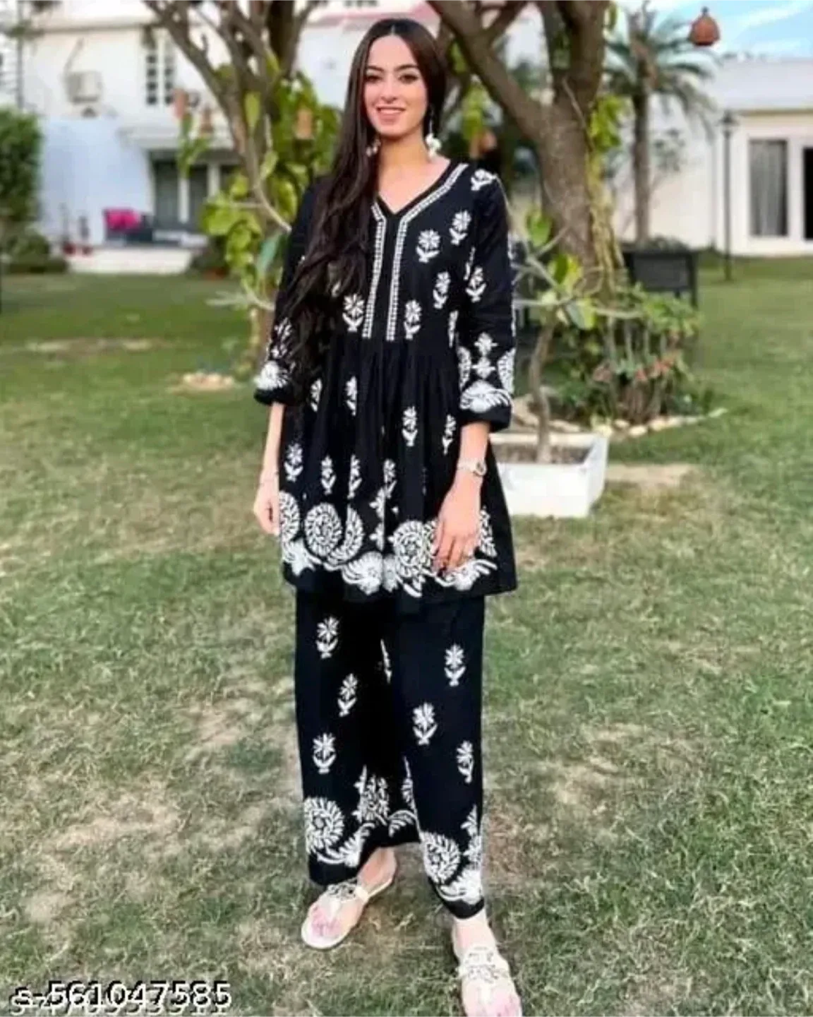 Black & White Embroidered Pant Suit thumbnail