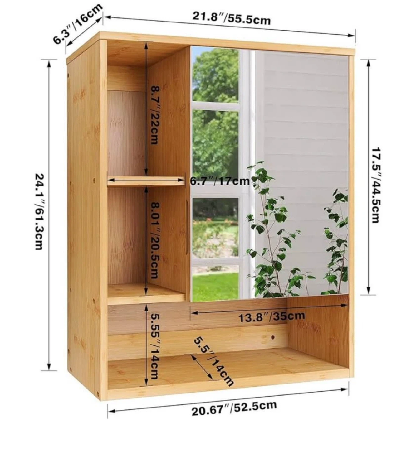 Bamboo Wall Mounted Bathroom Cabinet - photo 2
