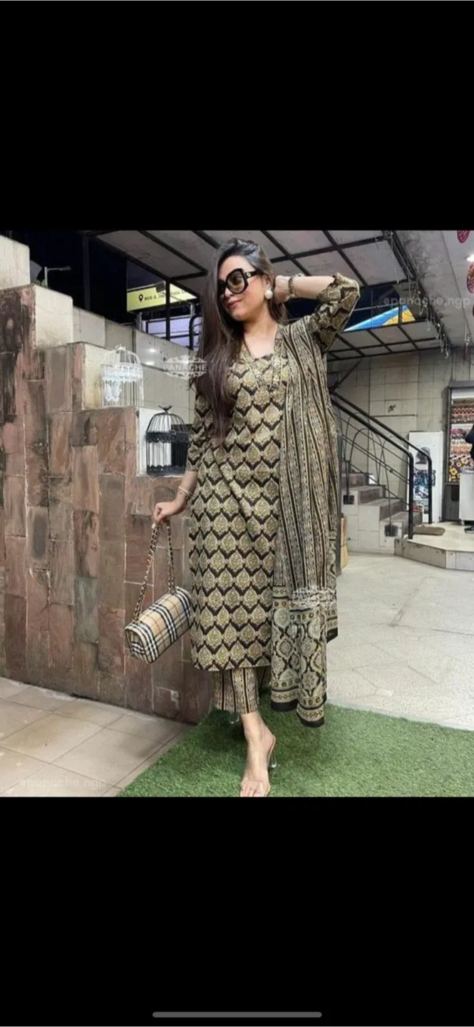 Beautiful kurta set with bottom and duppata thumbnail