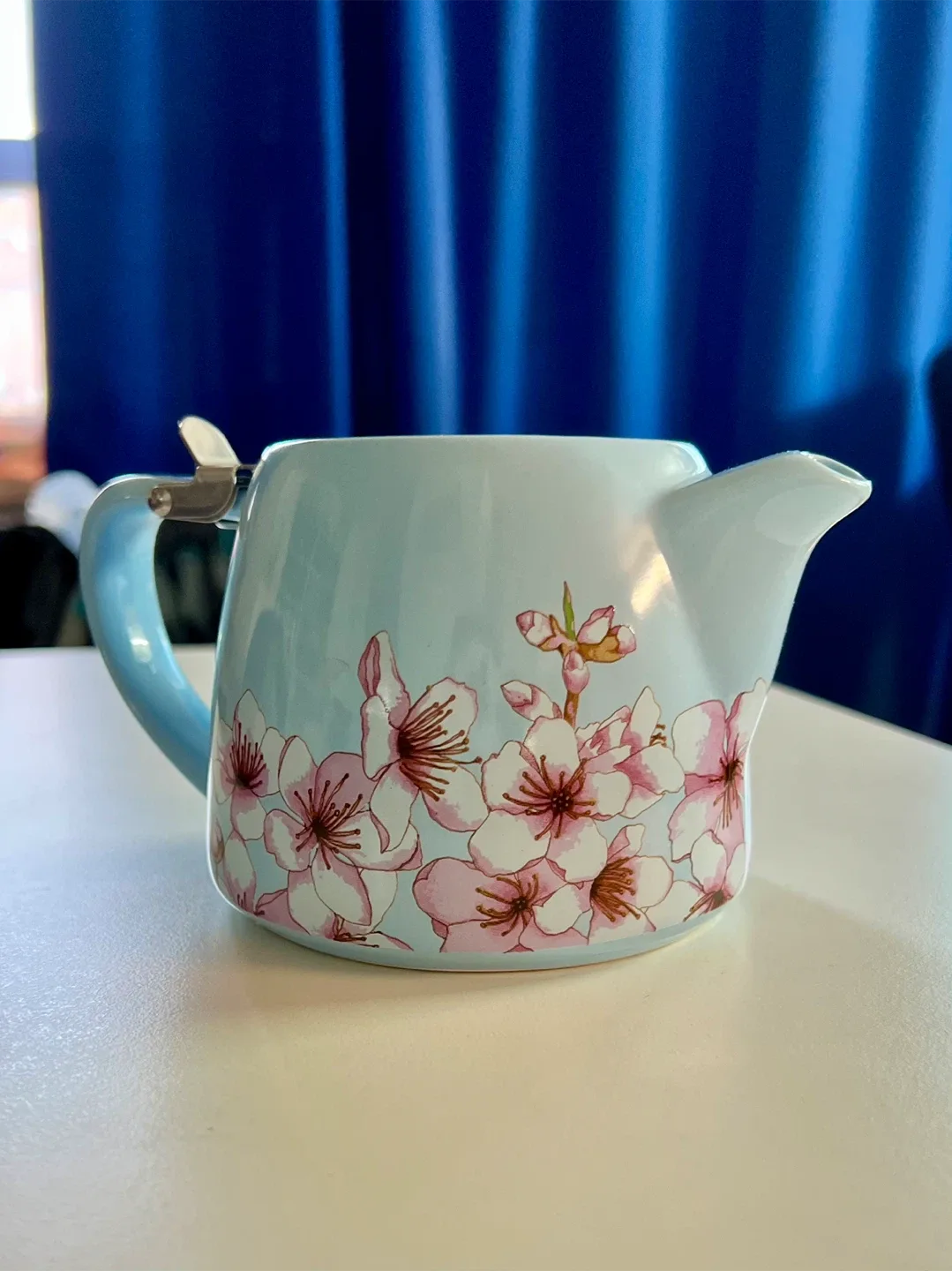 Teal Floral Tea Pot with Infuser thumbnail