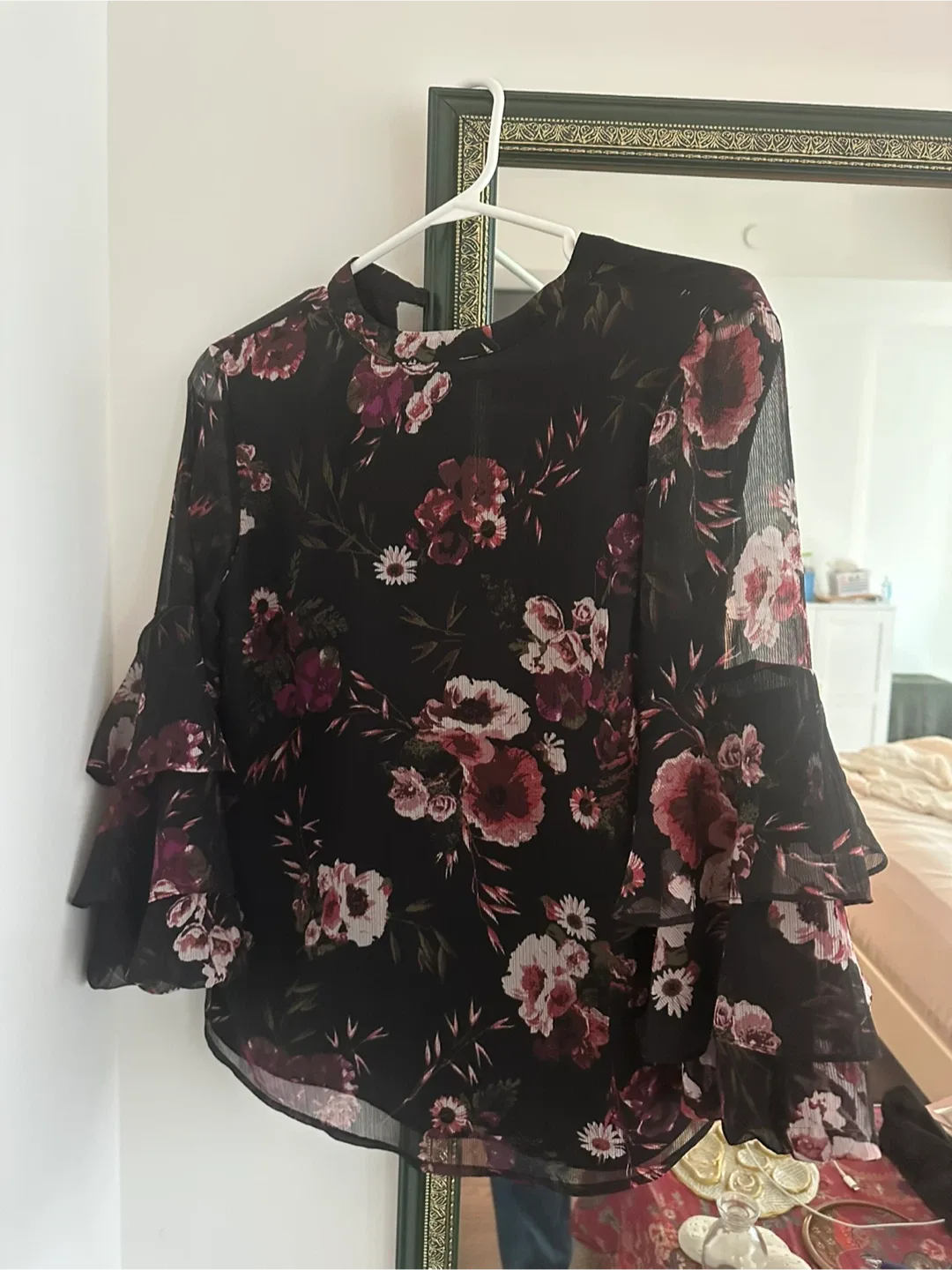 Floral Print Blouse with Ruffle Sleeves thumbnail