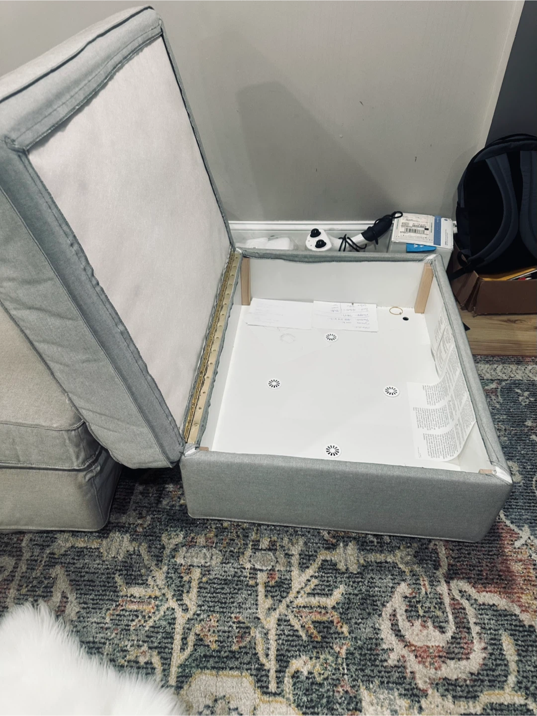 Light Gray Sectional Sofa with Storage Ottoman - photo 5