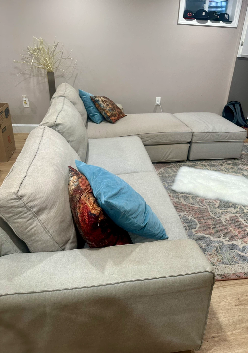 Light Gray Sectional Sofa with Storage Ottoman - photo 2