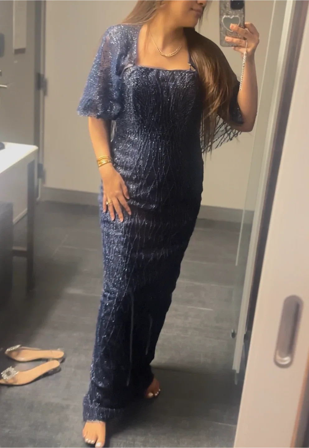 Navy Blue Sequin Formal Dress image indicator(2)