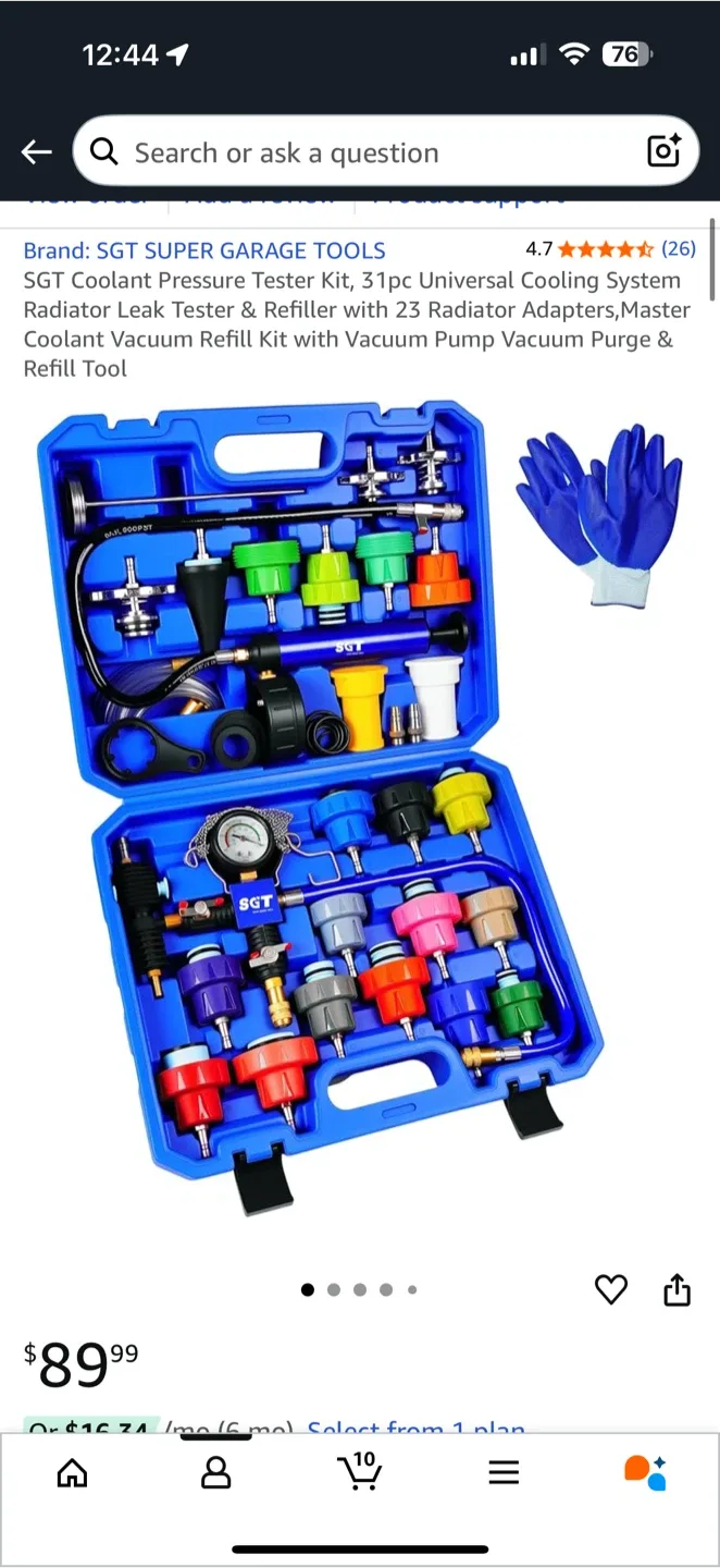 SGT Super Garage Tools Coolant Pressure Tester Kit thumbnail