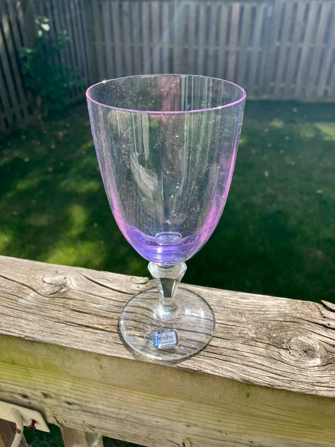 Denby Country Lilac Wine Glass 18cm tall Vintage New Hand Blown - photo 5