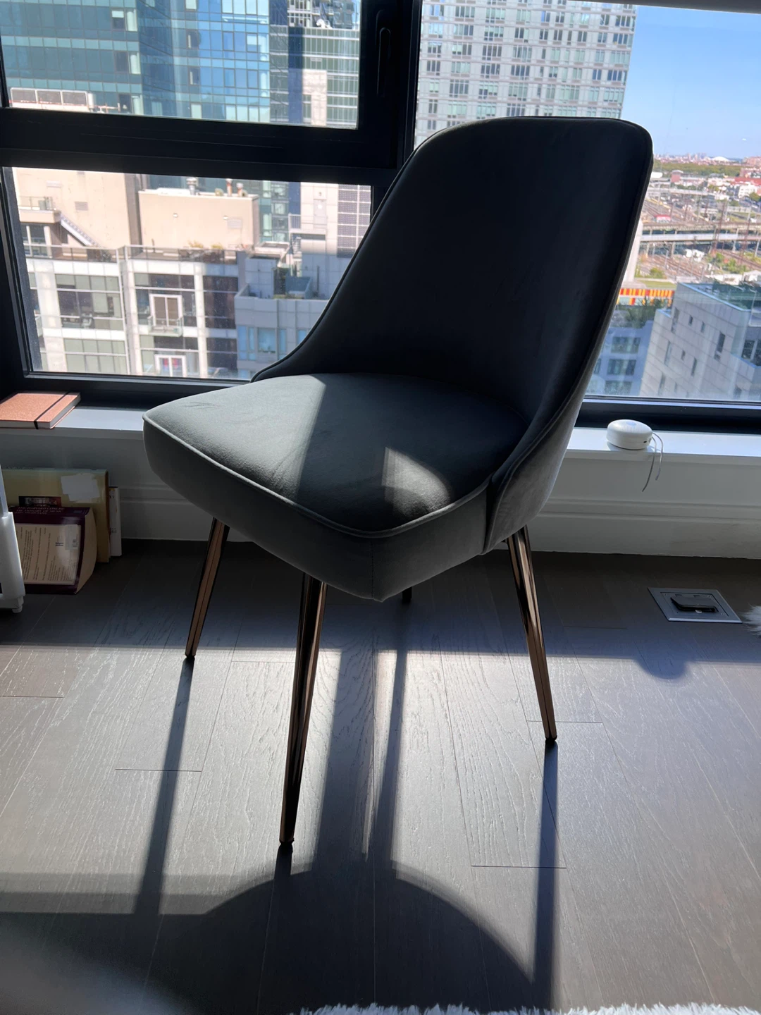 Mid-Century Swivel Office Chair Pewter Velvet