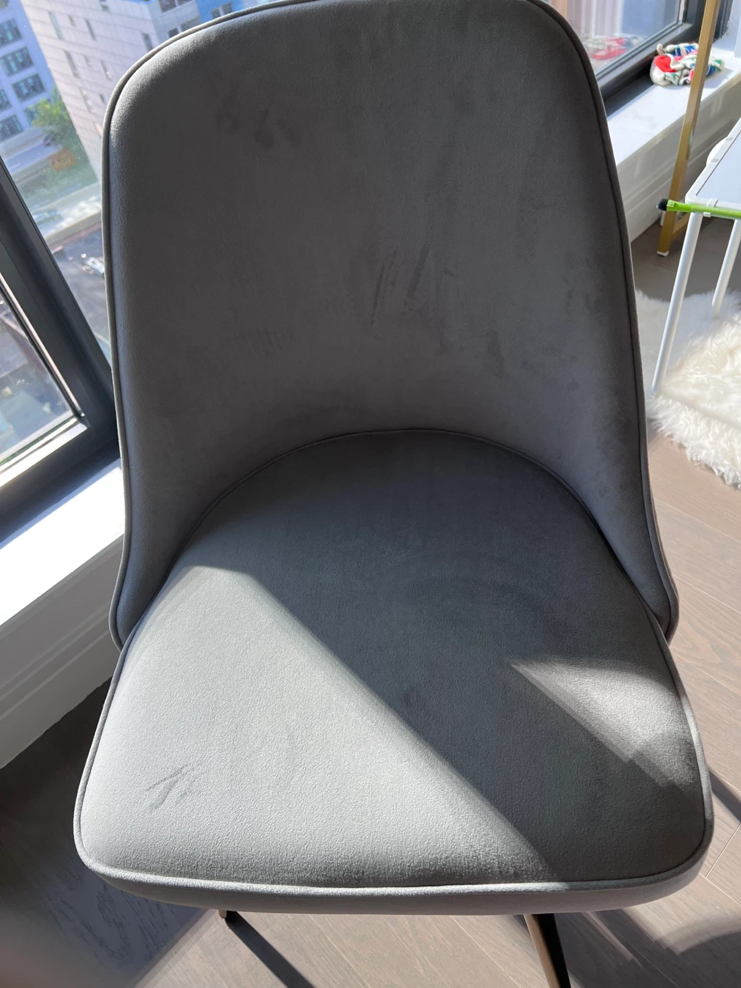 Mid-Century Swivel Office Chair Pewter Velvet - photo 2