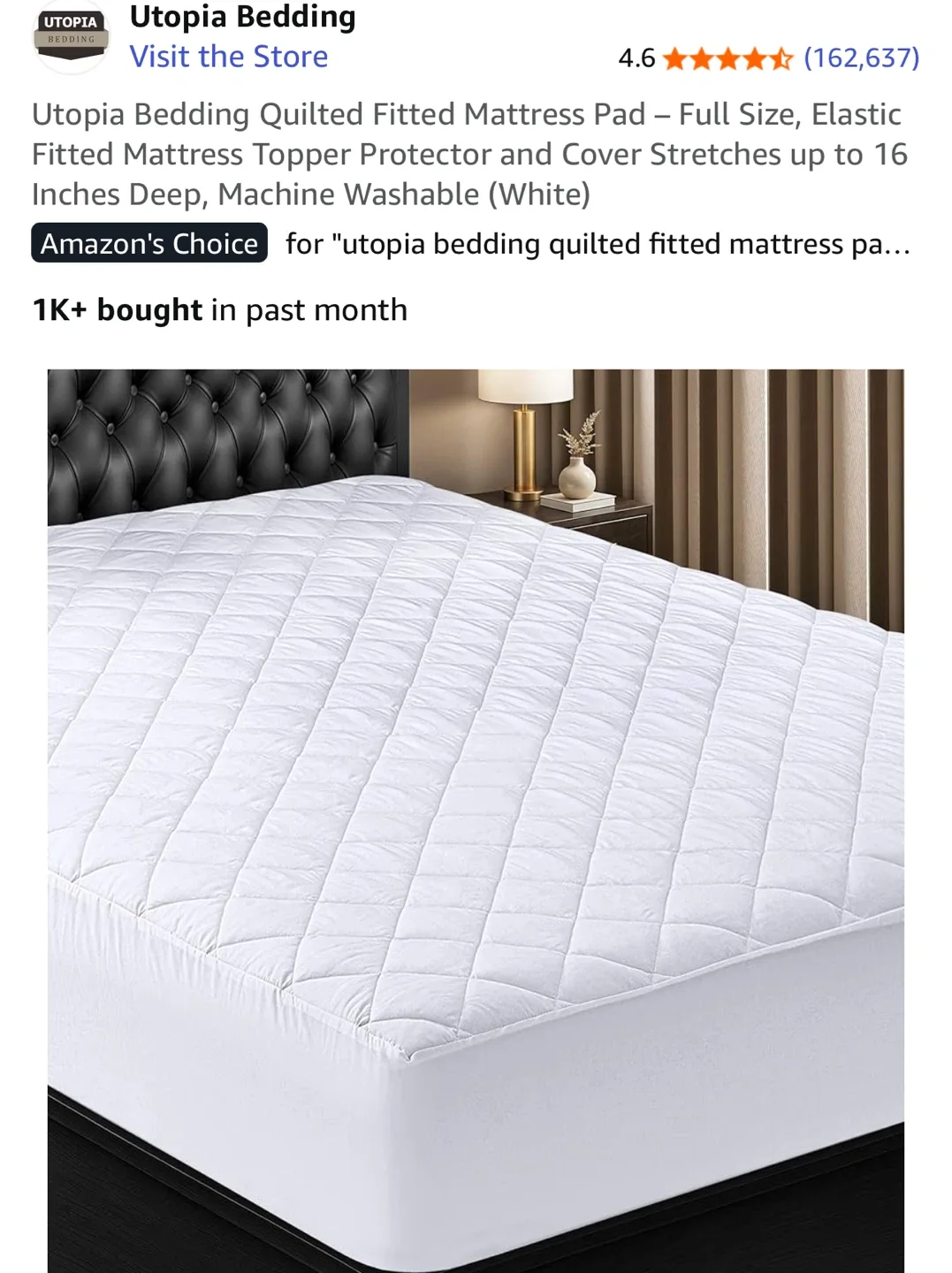 Utopia Mattress Pad  (queen full and twin)  NEW image indicator(2)