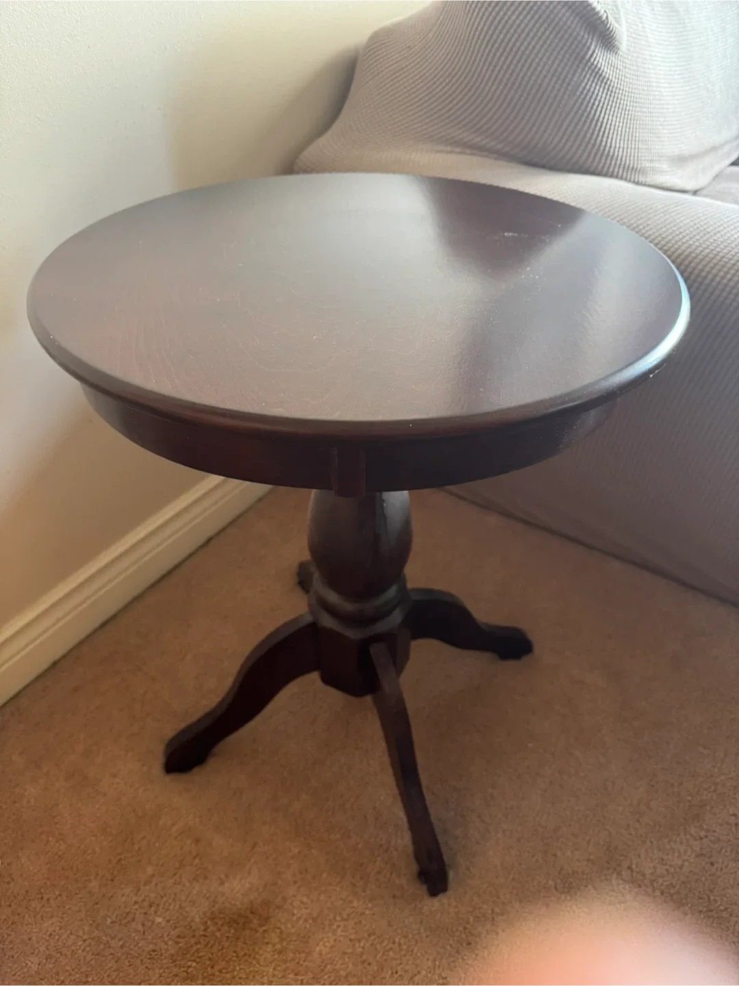 Dark Wood Round Accent Table thumbnail