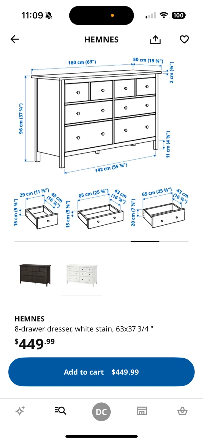IKEA Hemnes 8-Drawer Dresser, White Stain - photo 3