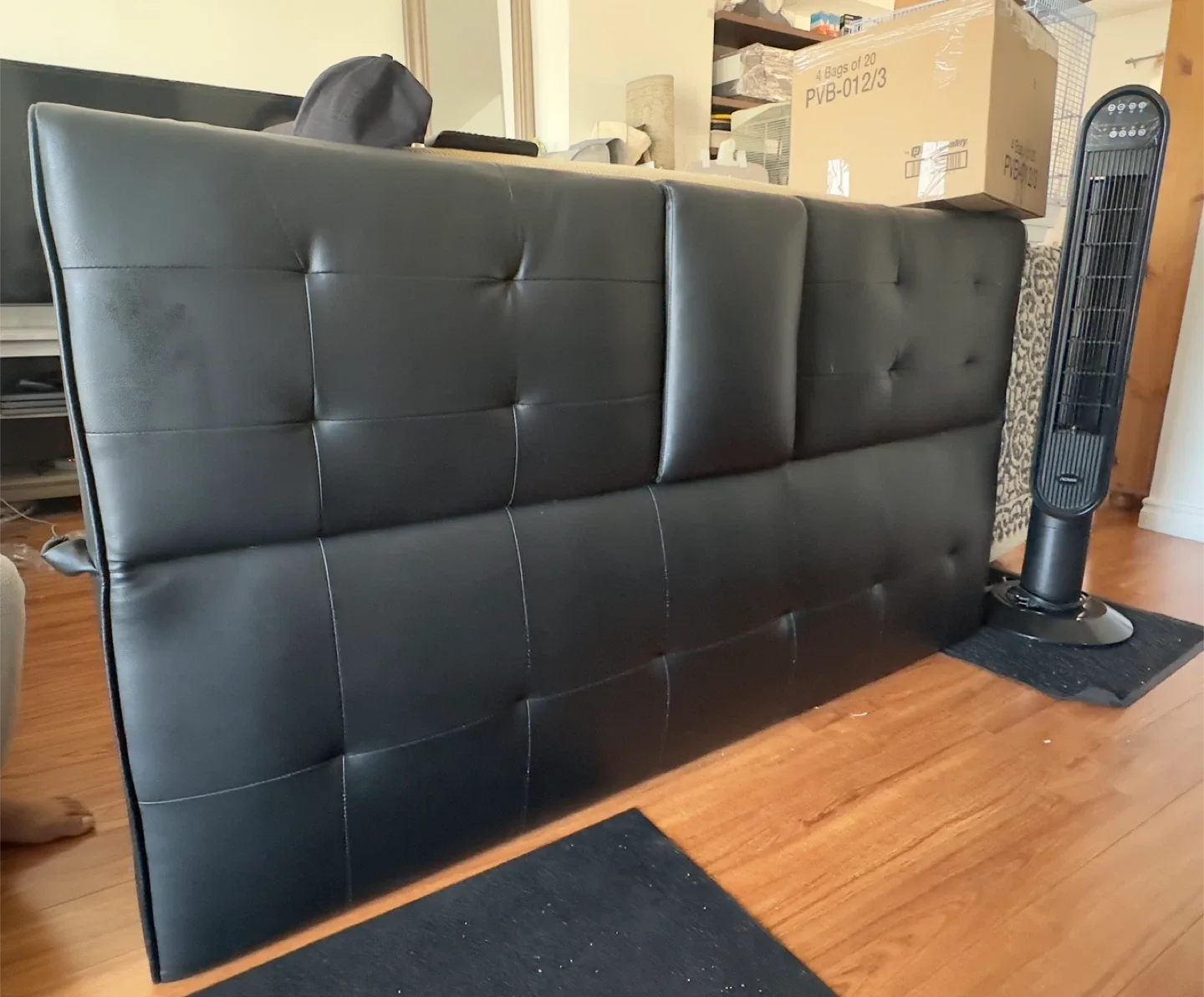 Black Faux Leather Sofa Bed - Like New!
