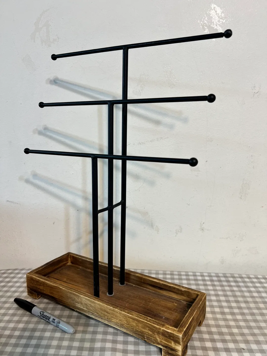 3-Tier Jewelry Stand with Wood Base image indicator(4)
