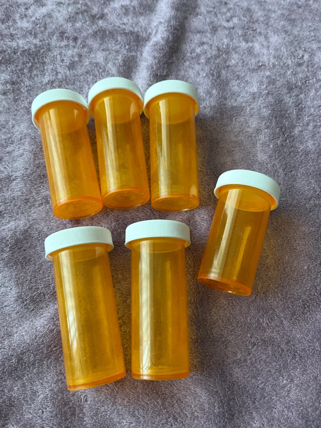 Empty Amber Pill Bottles with White Caps thumbnail