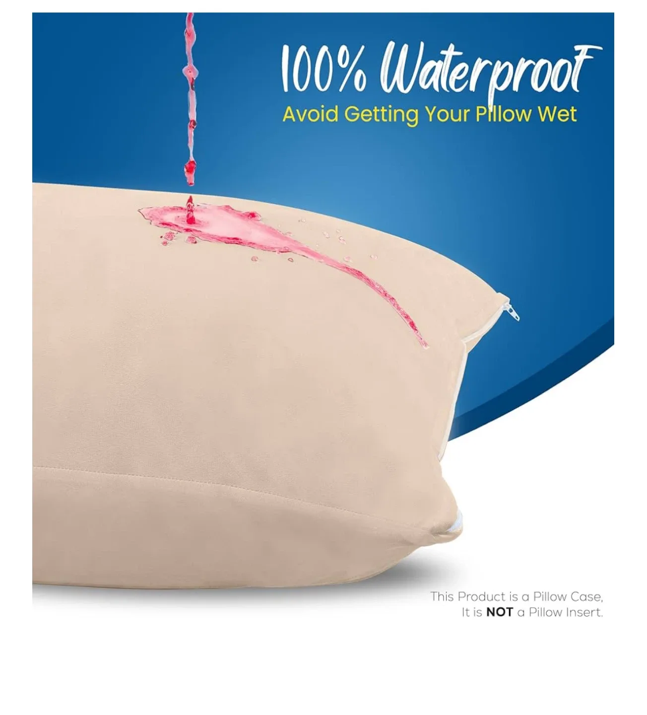 Beige and white Waterproof Zippered Pillow Protectors, 20x26 in image indicator(2)