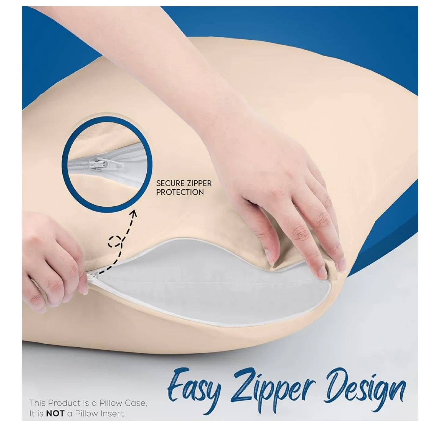 Beige and white Waterproof Zippered Pillow Protectors, 20x26 in image indicator(3)