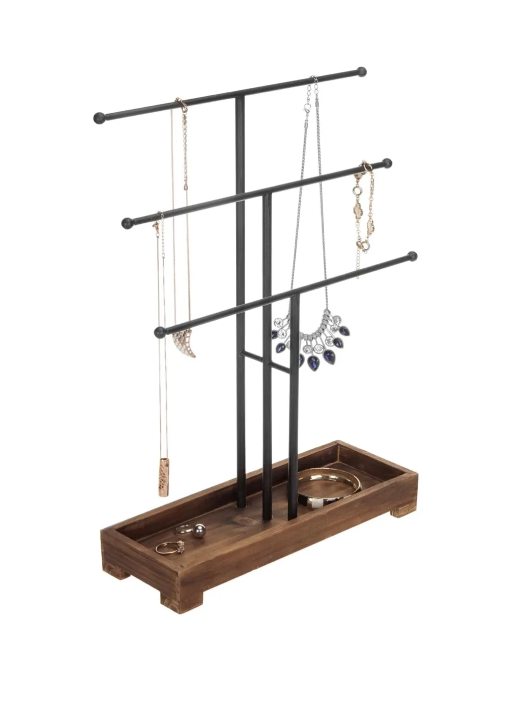 3-Tier Jewelry Stand with Wood Base image indicator(2)