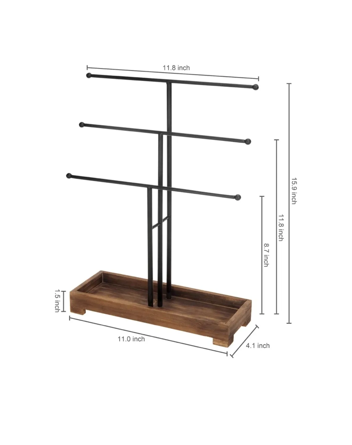 3-Tier Jewelry Stand with Wood Base image indicator(3)