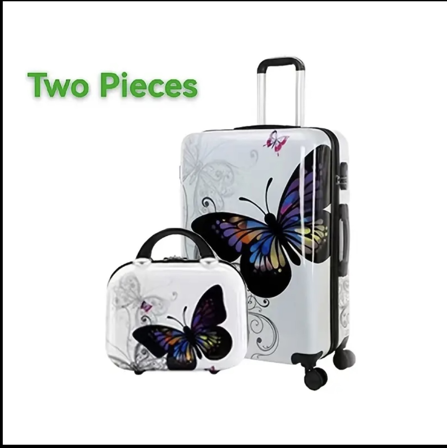 Brand New 2-Piece Butterfly Luggage Set