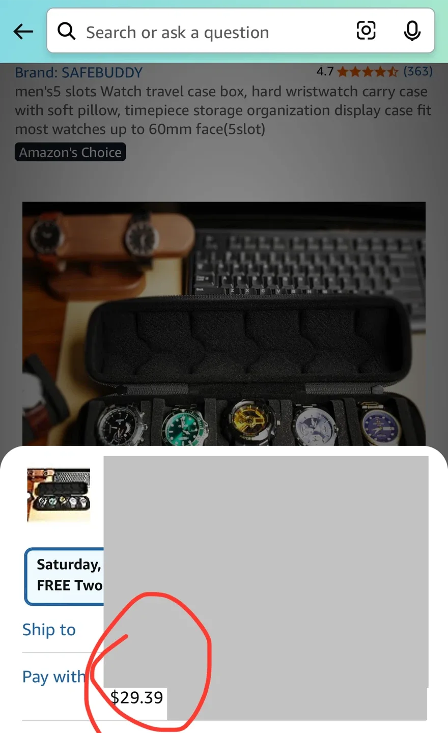 Black Watch Travel Case - Holds 5 Watches image indicator(6)