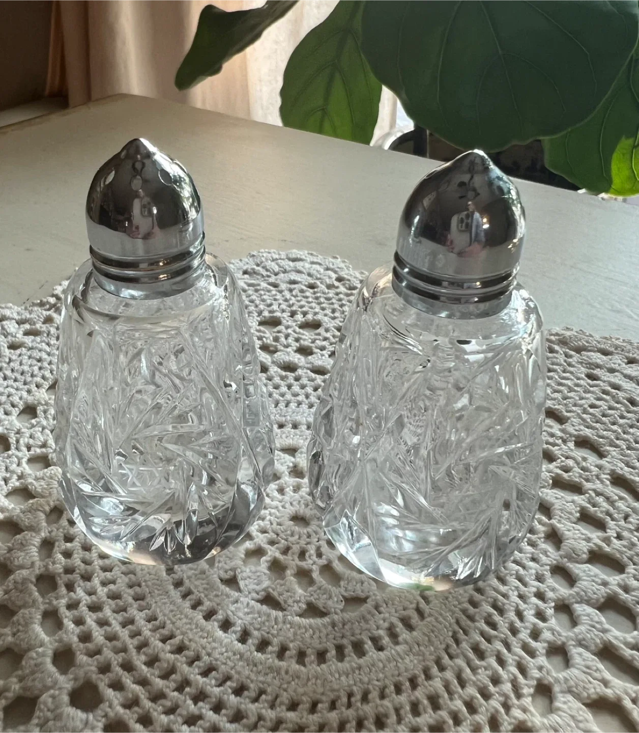 Vintage Crystal Salt and Pepper Shakers thumbnail
