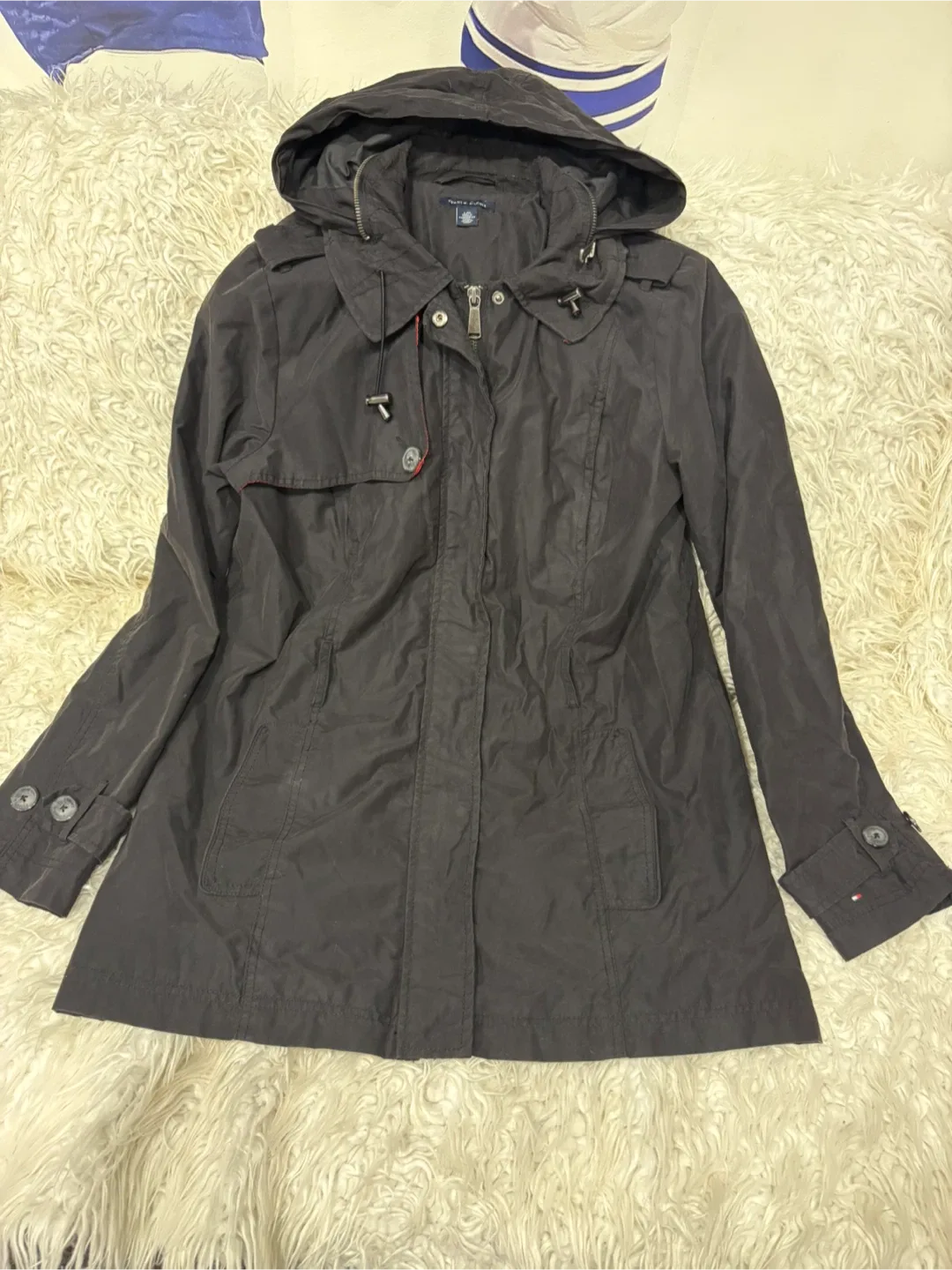 Tommy Hilfiger Black Hooded fall coat - Large thumbnail