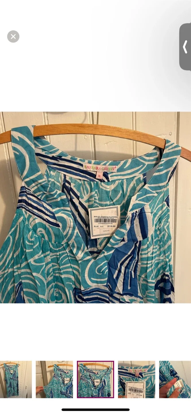 Barbara Gerwit Blue Sailboat Print Tank Dress - XL image indicator(3)