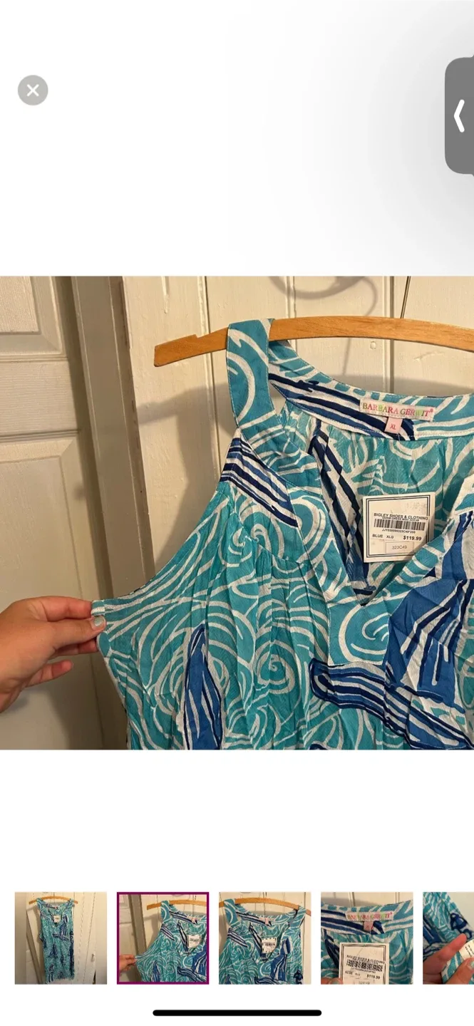 Barbara Gerwit Blue Sailboat Print Tank Dress - XL image indicator(2)
