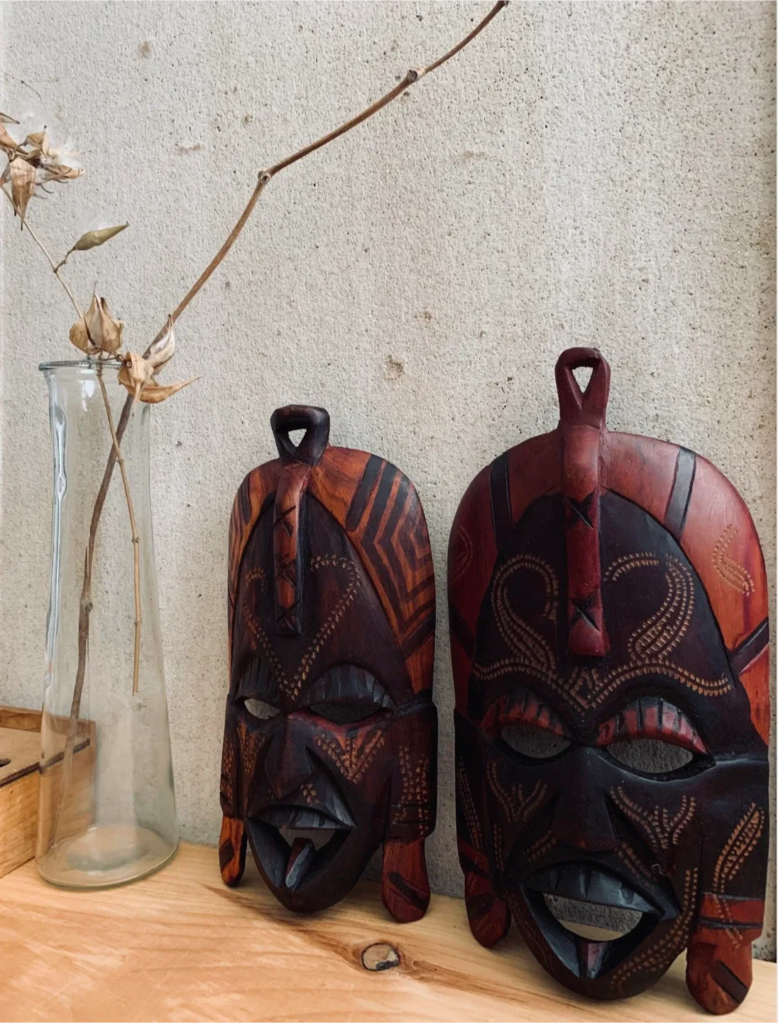 Vintage Hand Carved Wooden African Masks thumbnail