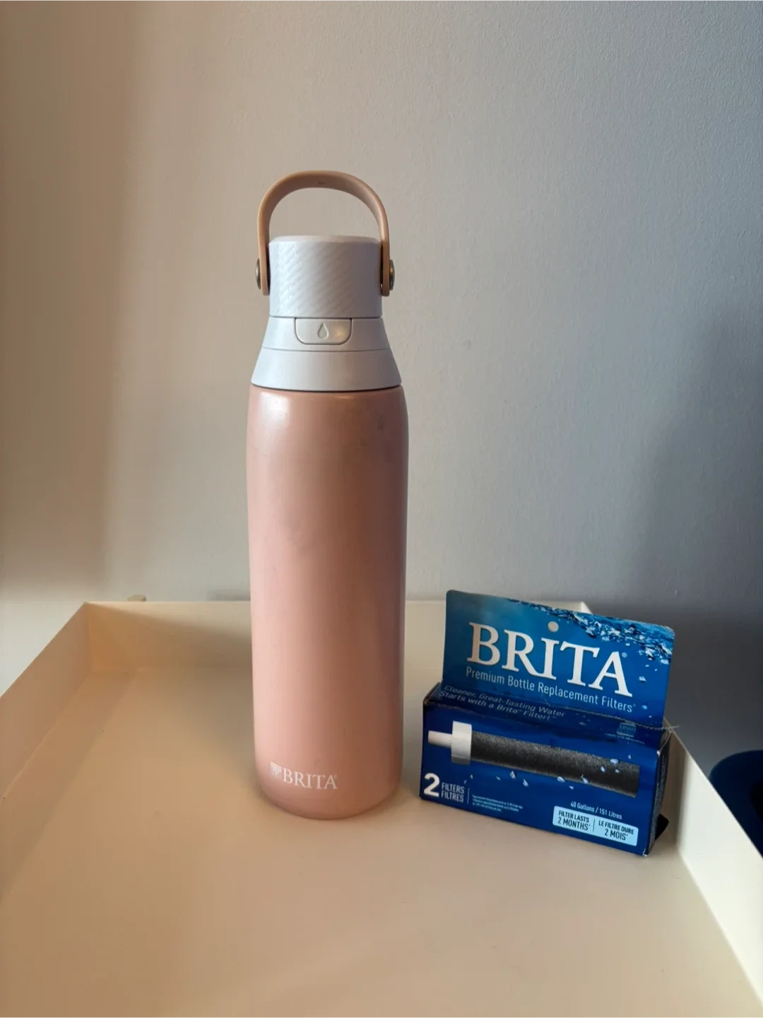 Brita Water Filter Bottle & 2 New Filters - Pink (dents/scrapes) thumbnail