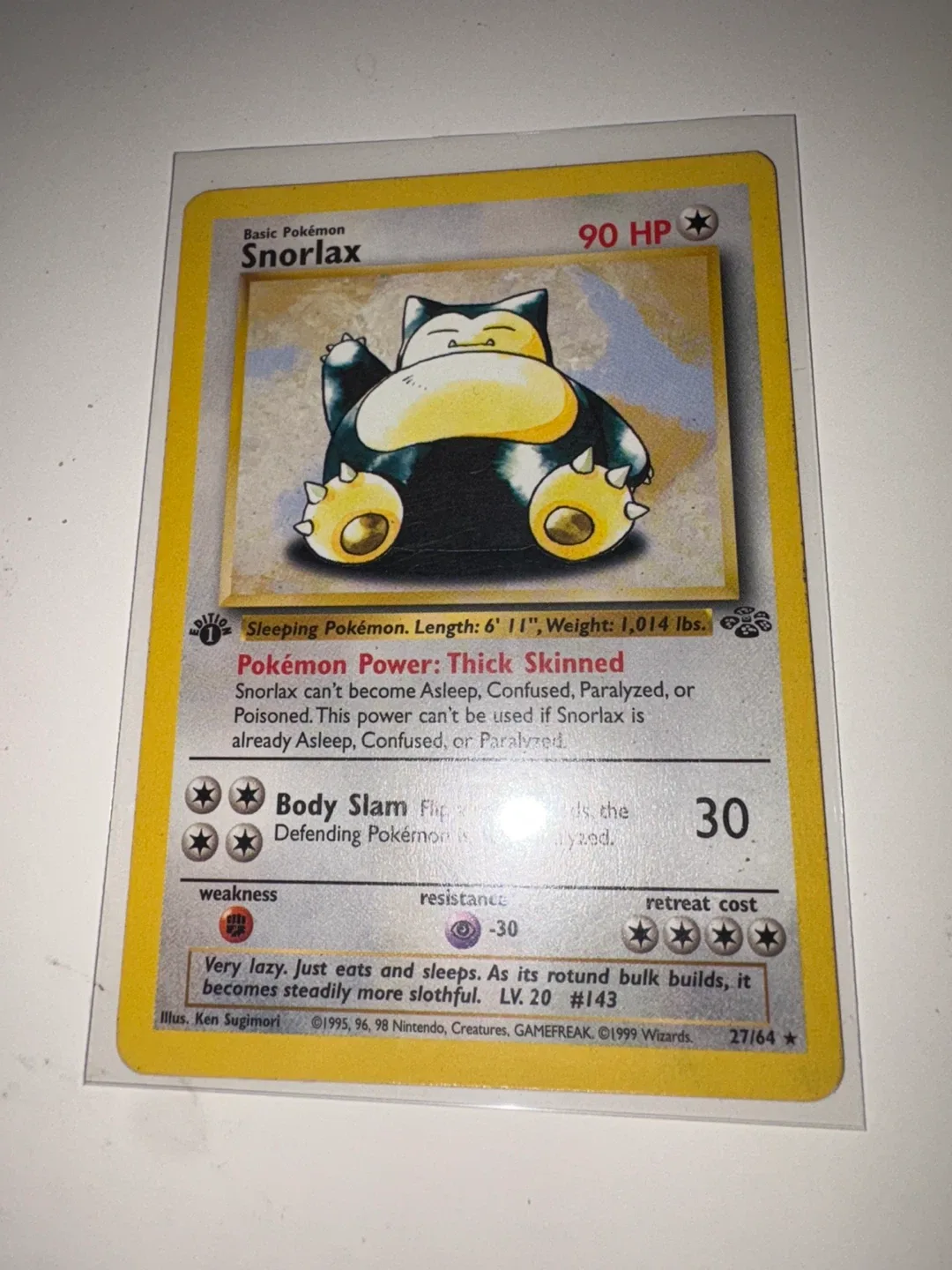 1st Edition “Snorlax” Pokemon Card - Jungle WOTC 1999