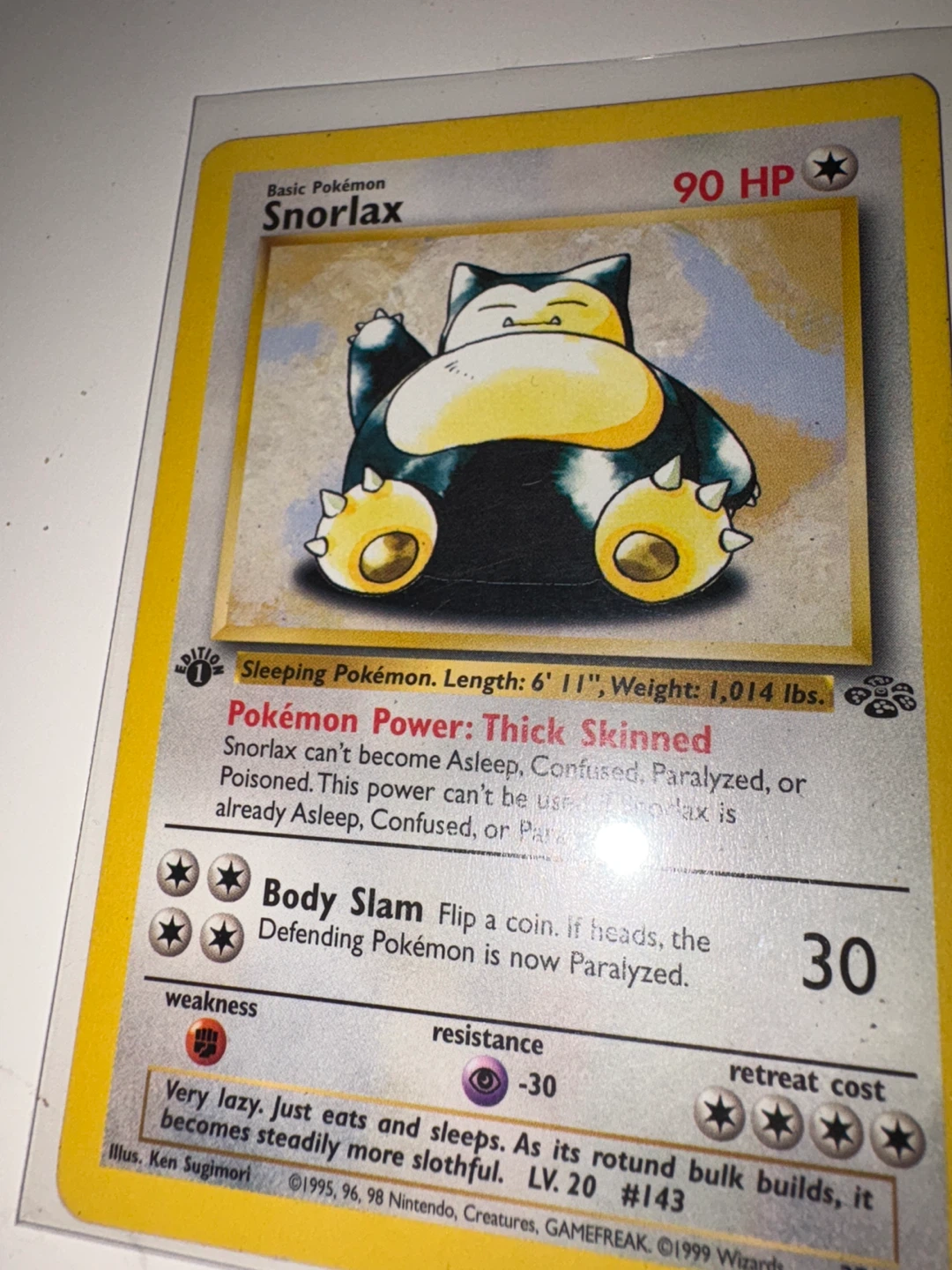 1st Edition “Snorlax” Pokemon Card - Jungle WOTC 1999 - photo 3