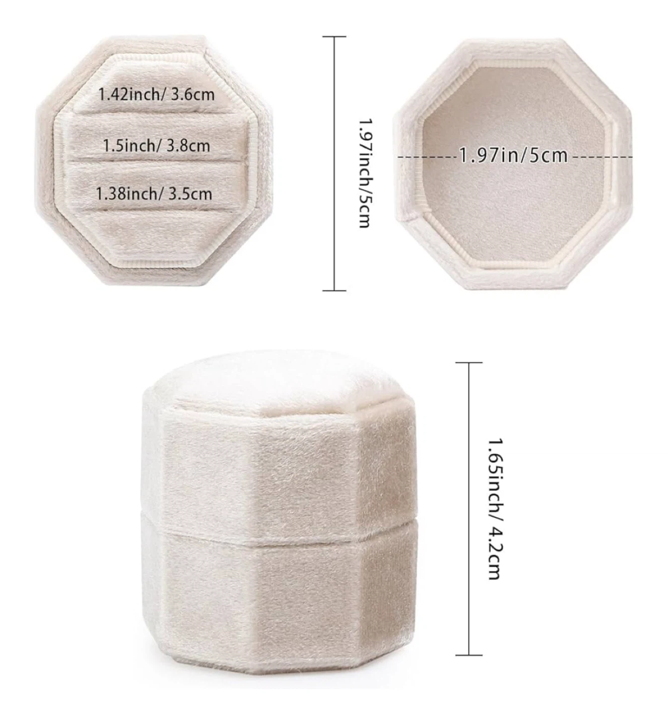 Velvet Ring Box, Beige, New - photo 2