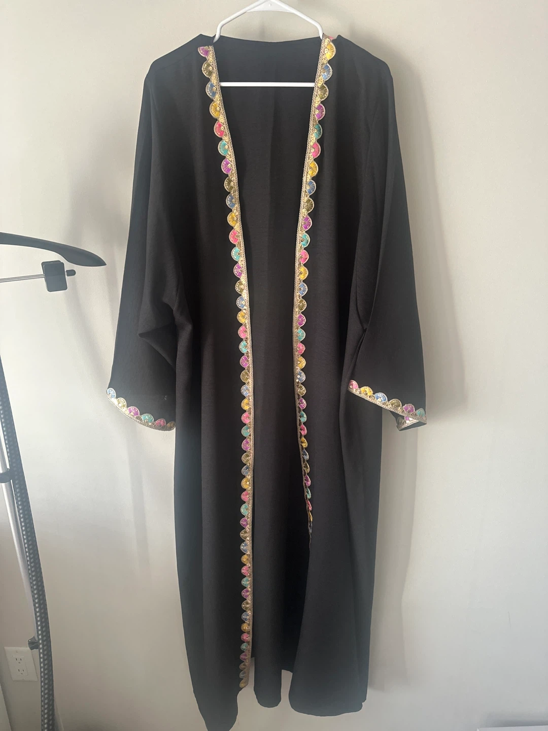 Black Abaya with Colourful Trim