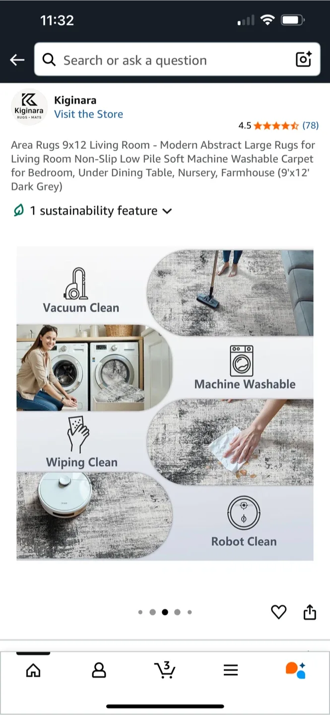 New - 9x12 washable area rug image indicator(3)