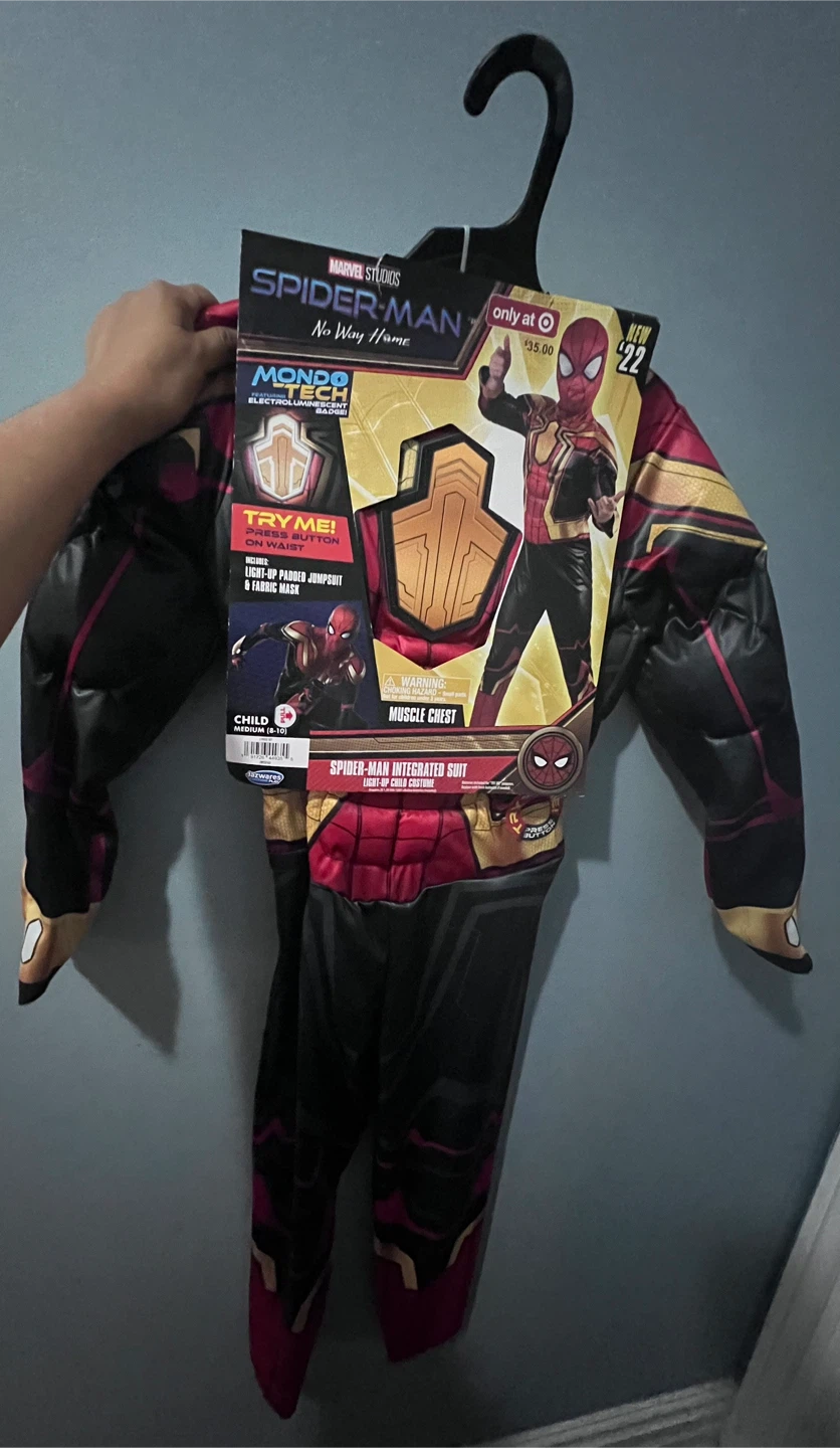 Spider-Man Integrated Suit Muscle Chest Costume - Child Medium