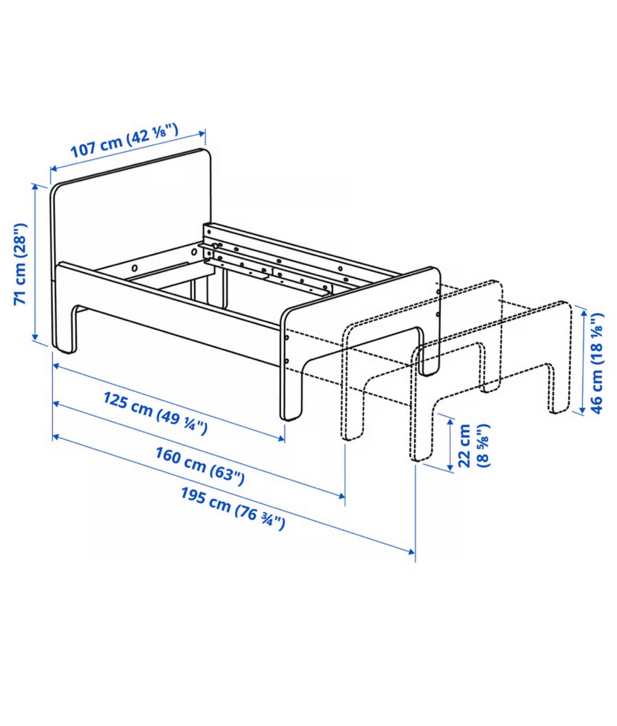 IKEA bed, mattress and 2 guard rails - photo 5