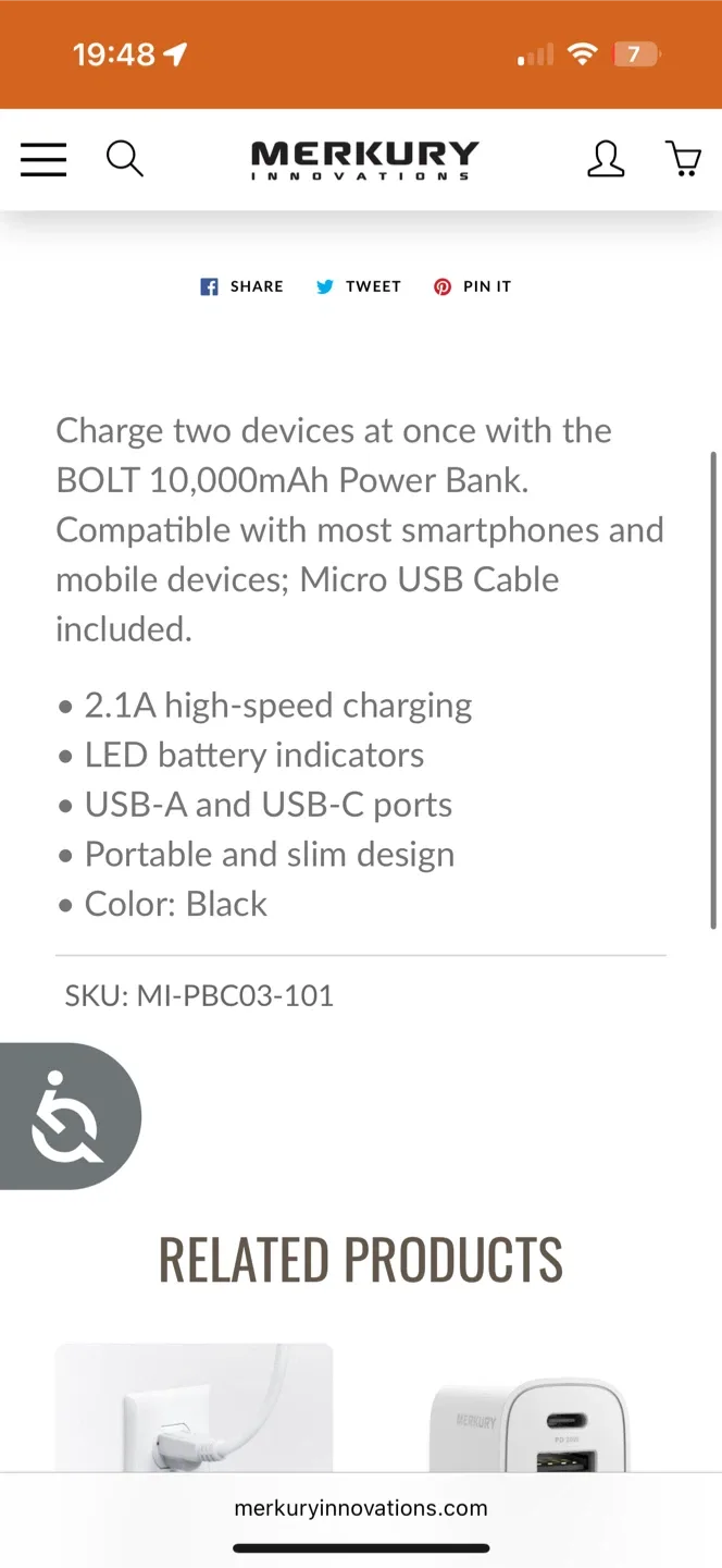 Merkury Innovations BOLT 10,000mAh Power Bank - Black image indicator(2)