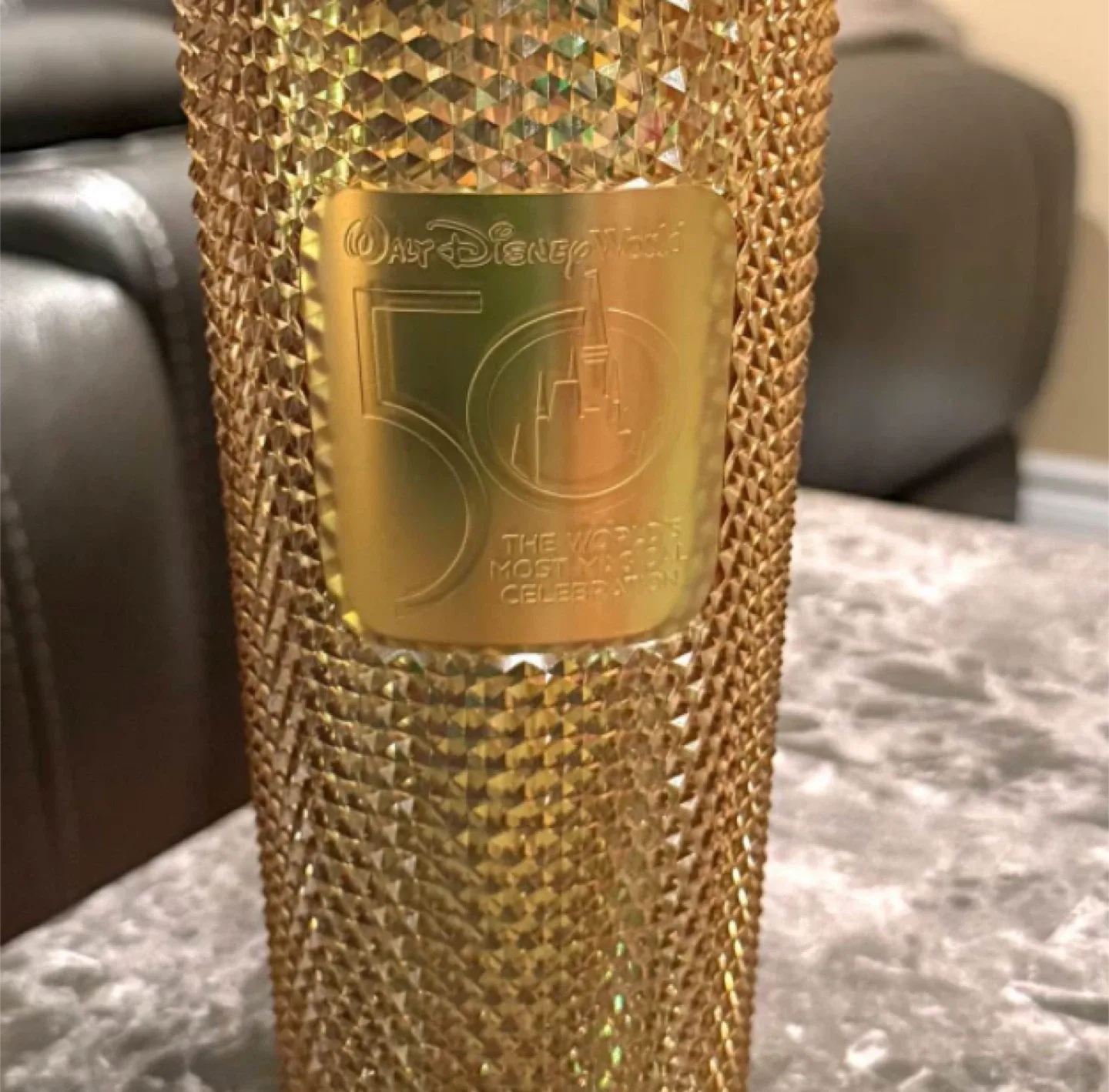 New Disney 50th Anniversary Starbucks Gold Studded Tumbler 24oz image indicator(2)