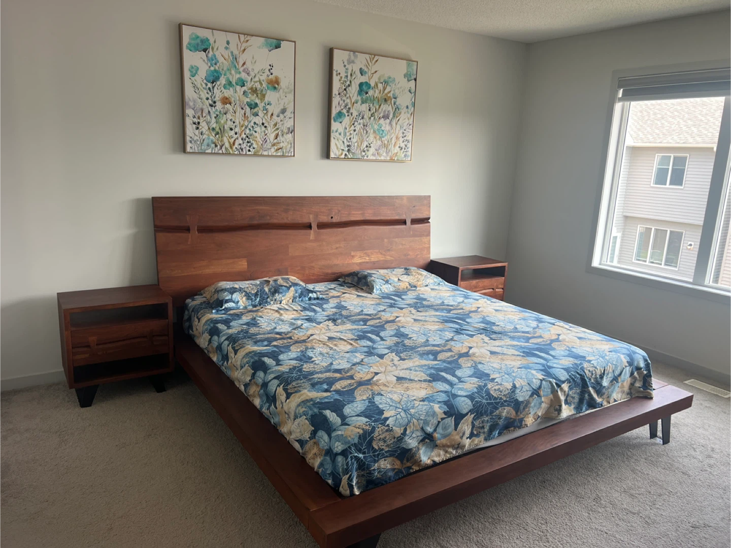 Solid Wood King Size Bed Frame with Nightstands & Dresser - photo 2