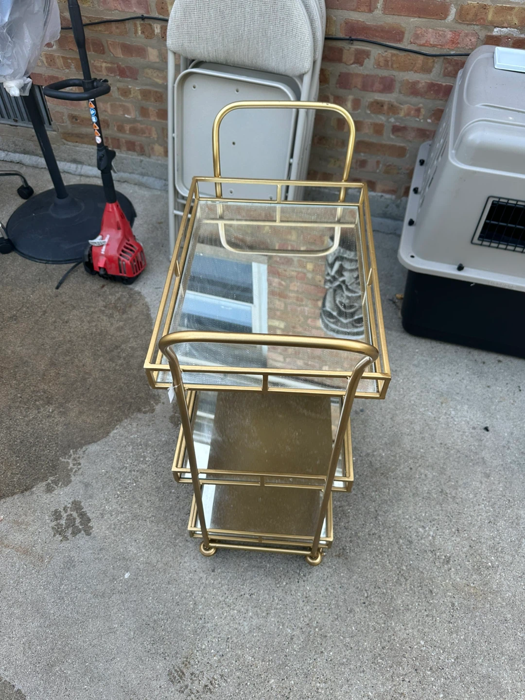Gold Mirrored Rolling Bar Cart - photo 2