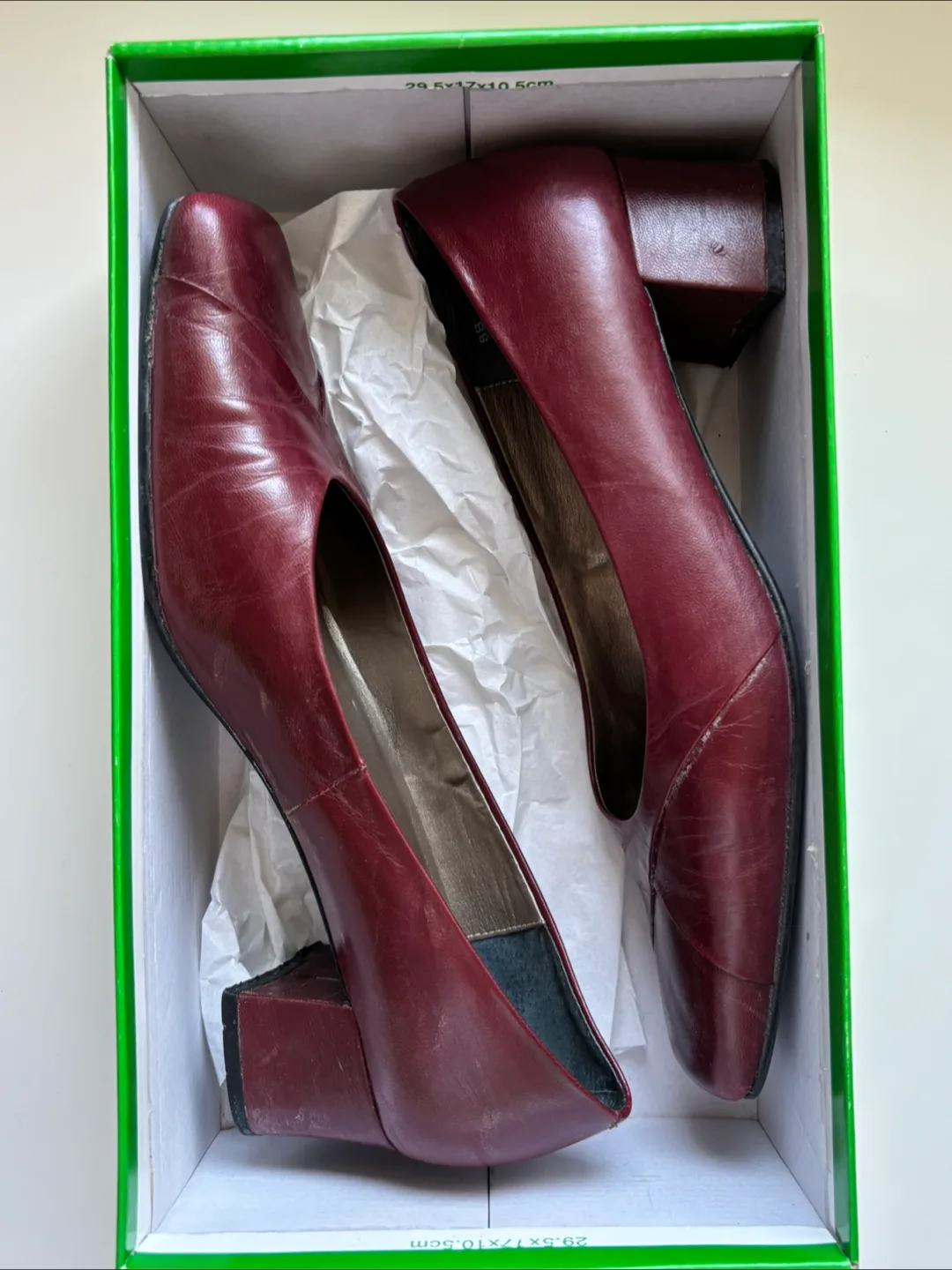 Burgundy Leather Heels Size 8 thumbnail