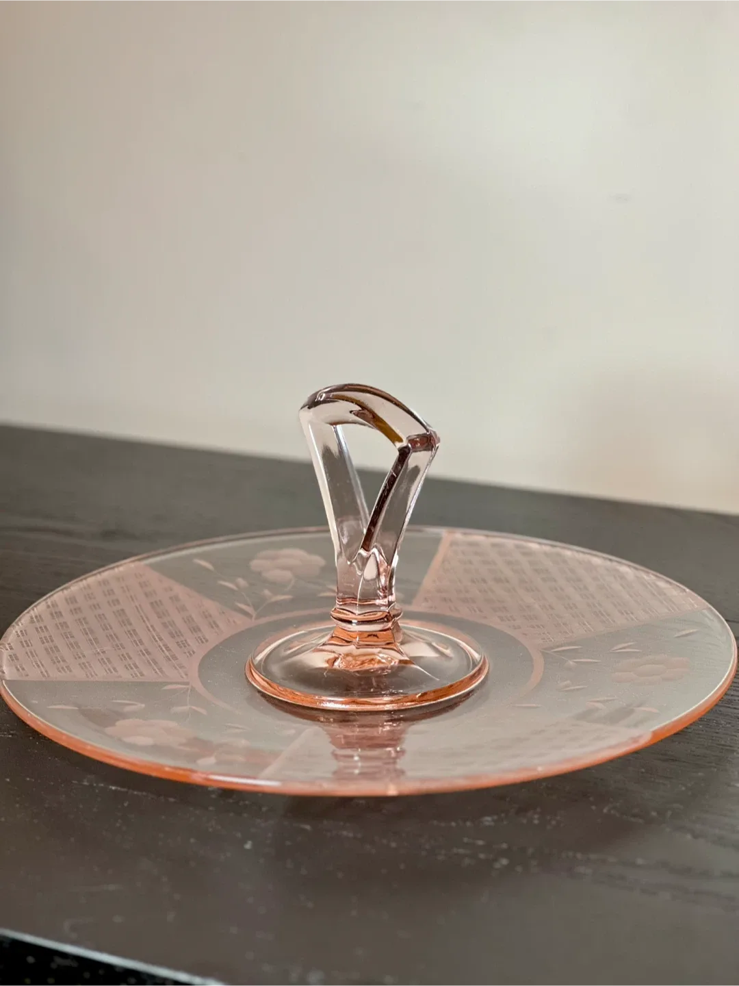 Vintage Pink Depression Glass Tidbit Tray image indicator(2)