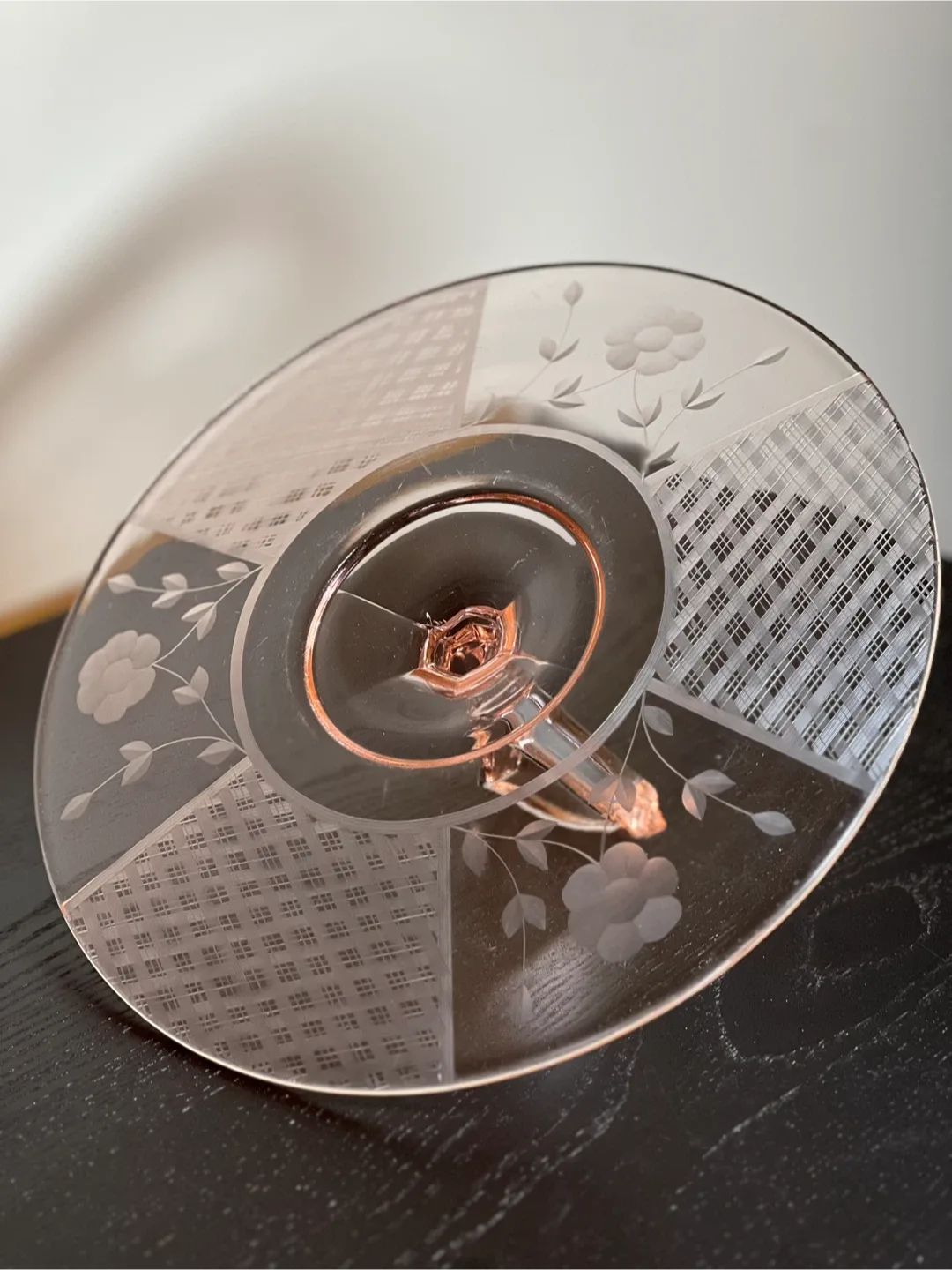 Vintage Pink Depression Glass Tidbit Tray image indicator(4)