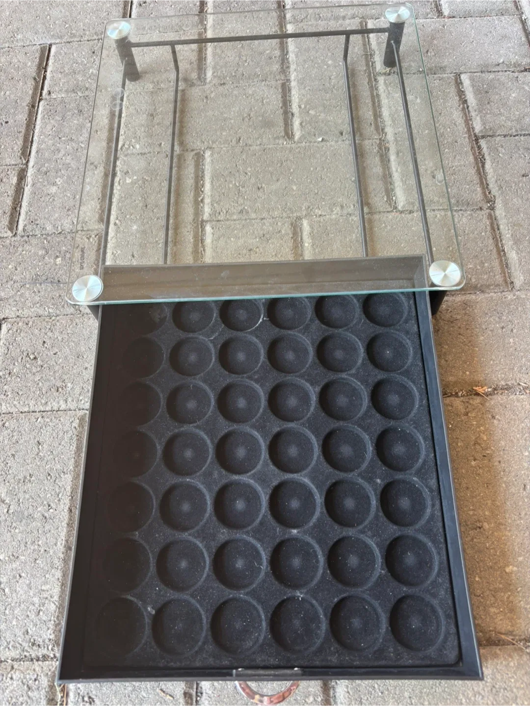 Glass Top Coffee Table with Cupcake Mold Drawer image indicator(2)