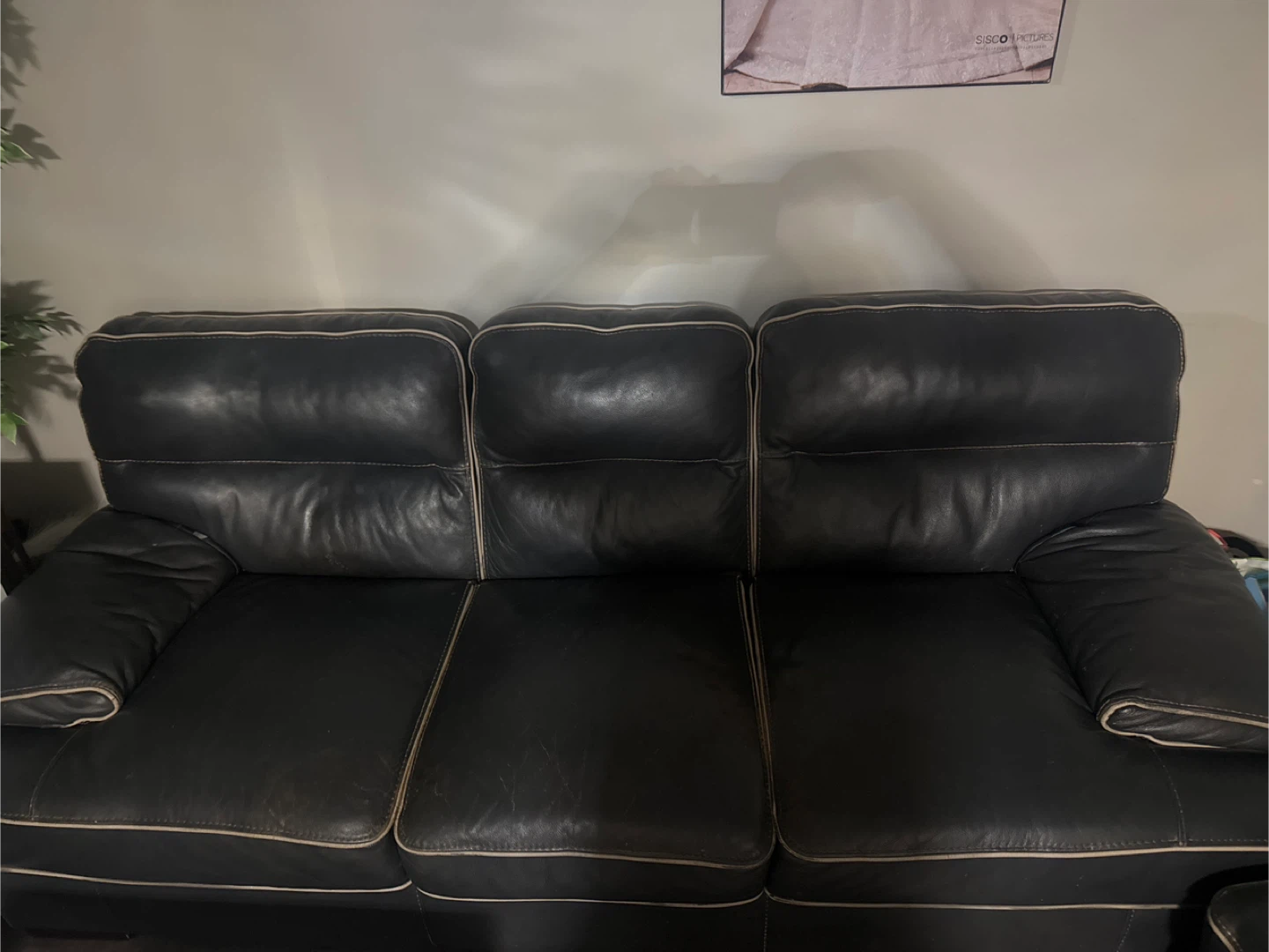 Black Leather Sofa - Used