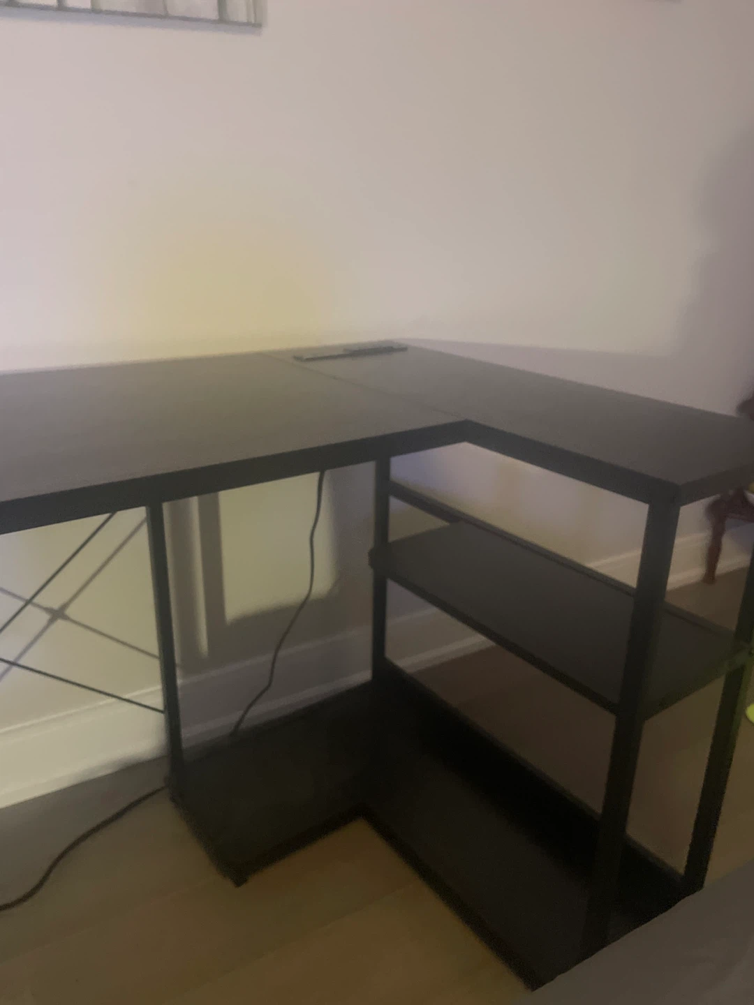 Black L-Shaped Desk with Shelves