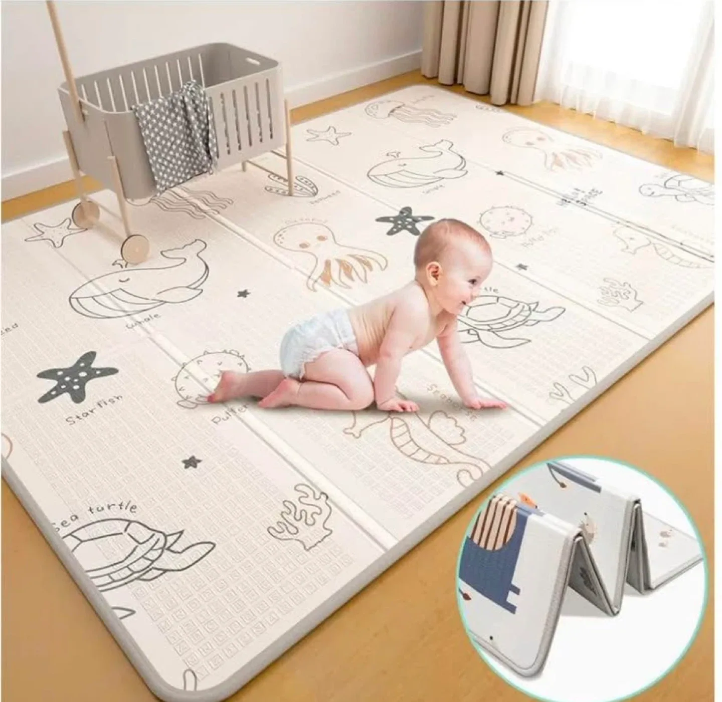 Folding Baby Play Mat - Extra Large, Waterproof thumbnail