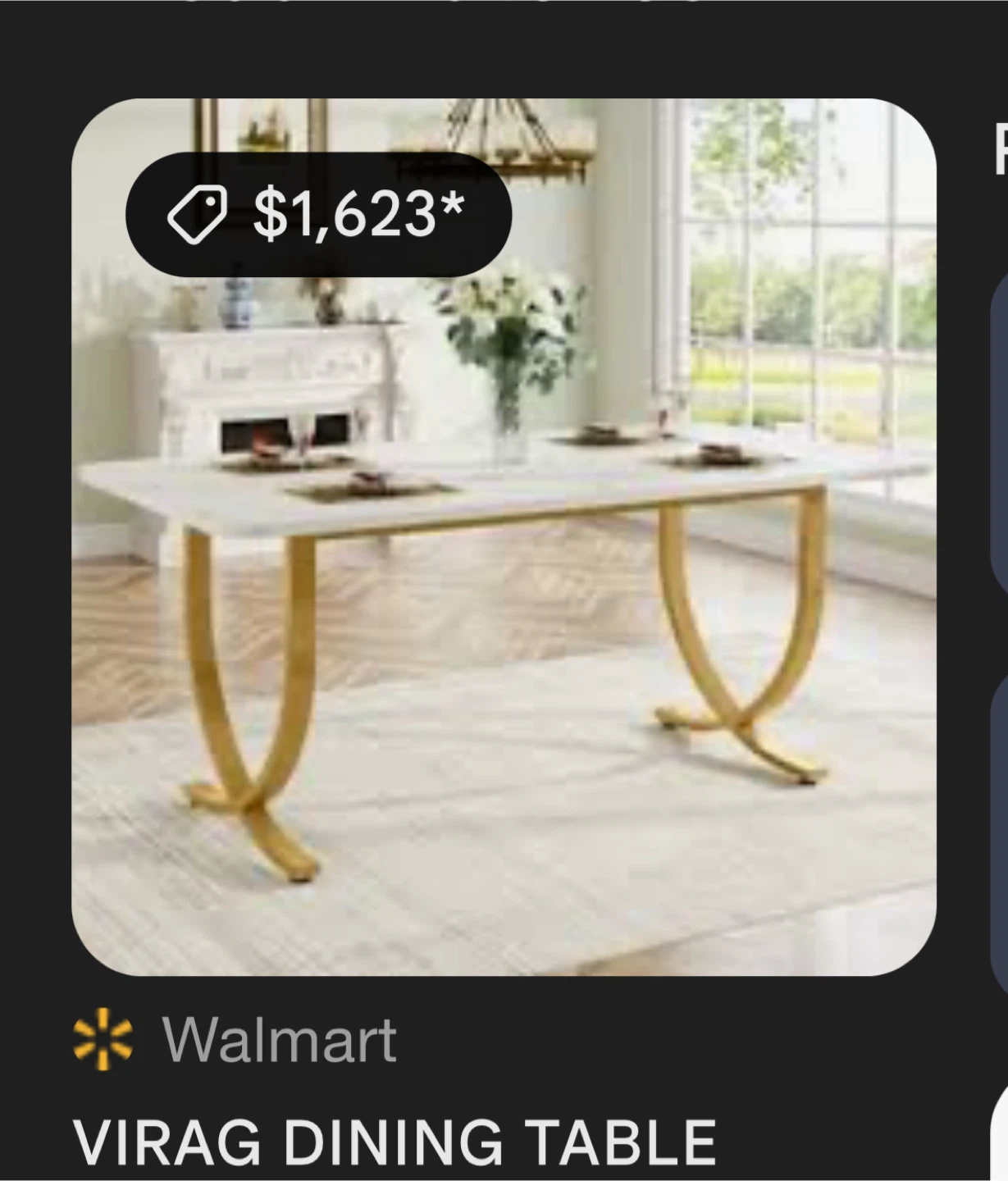 Marble-Style Dining Table with Gold Metal Base - photo 4